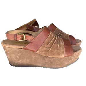 Trask Sundance Shari Suede Leather Made in Brazil Platform Wedge Sz 10